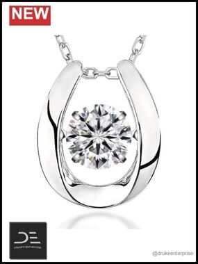 1 CT Moissanite 925 Sterling Silver Dancing Pendant Necklace 18+2 Inch